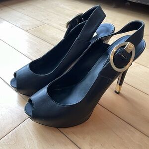 Guess Black Peep-Toe Heels